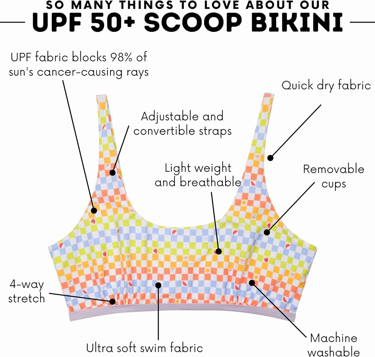 SwimZip Women's Scoop Neck Halter Top Bikini - UPF 50  Sun Protection