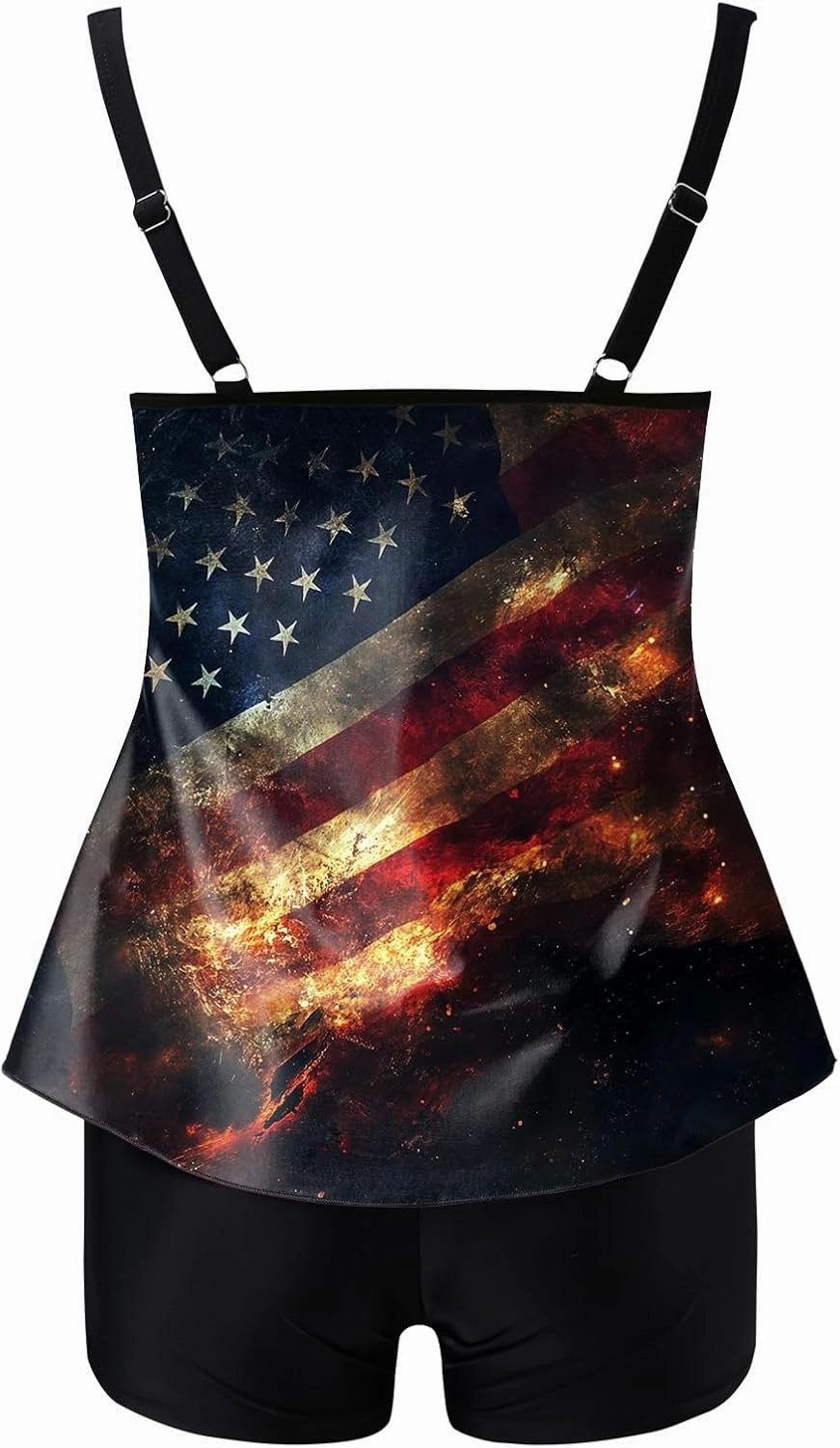Tankini Swimsuits for Women 4th of July Tummy Control Swimsuit Bathing Suit Top with Boyshorts Flowy Swimwear