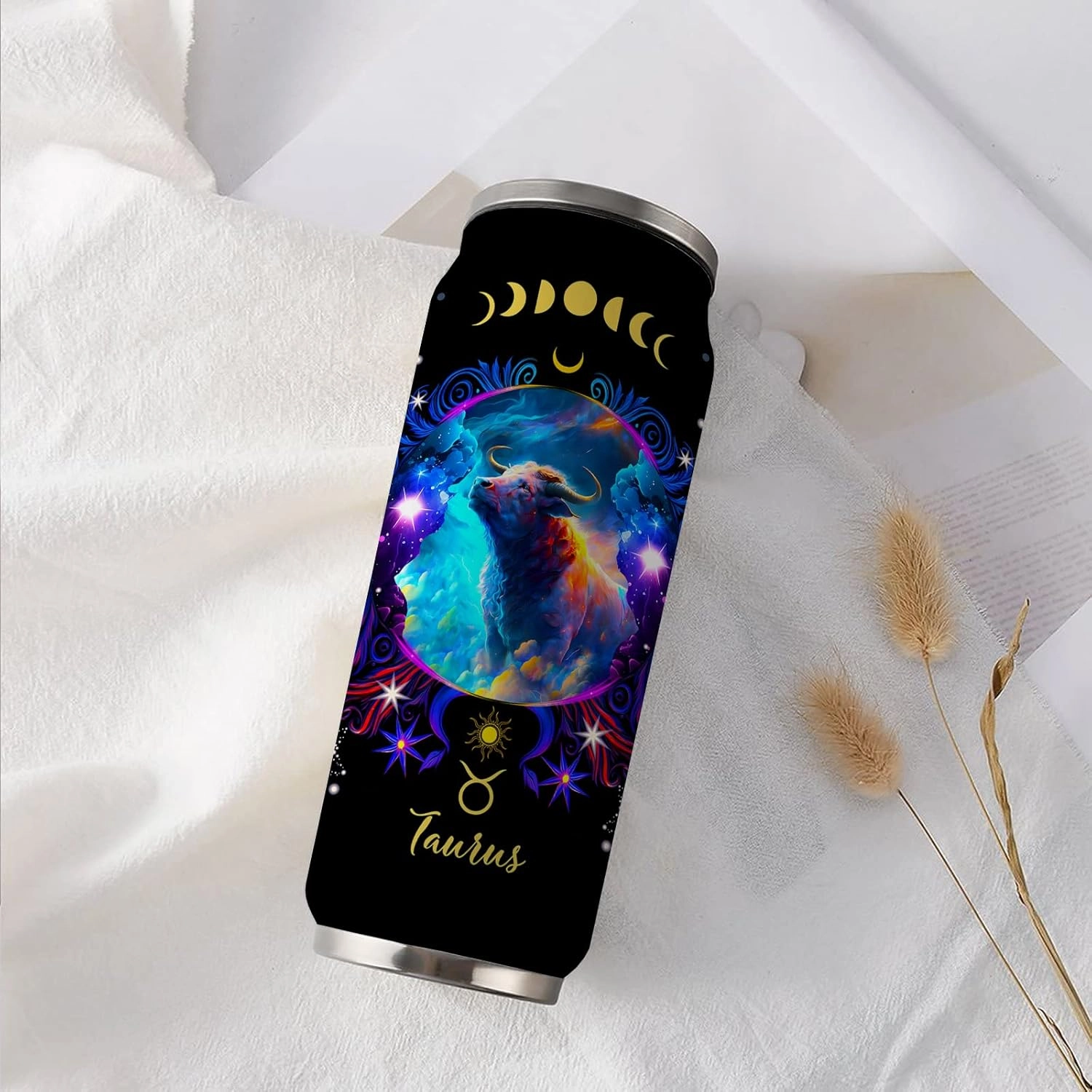 Taurus Constellation Zodiac Stainless Steel Tumbler - 17 Oz With Straw Lid, Perfect For Coffee, Men Women Astrology Fans Birthday Gifts