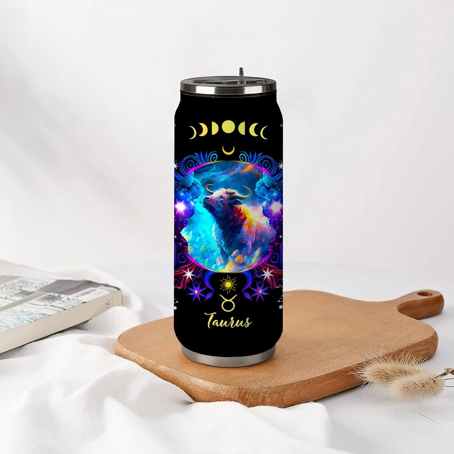 Taurus Constellation Zodiac Stainless Steel Tumbler - 17 Oz With Straw Lid, Perfect For Coffee, Men Women Astrology Fans Birthday Gifts