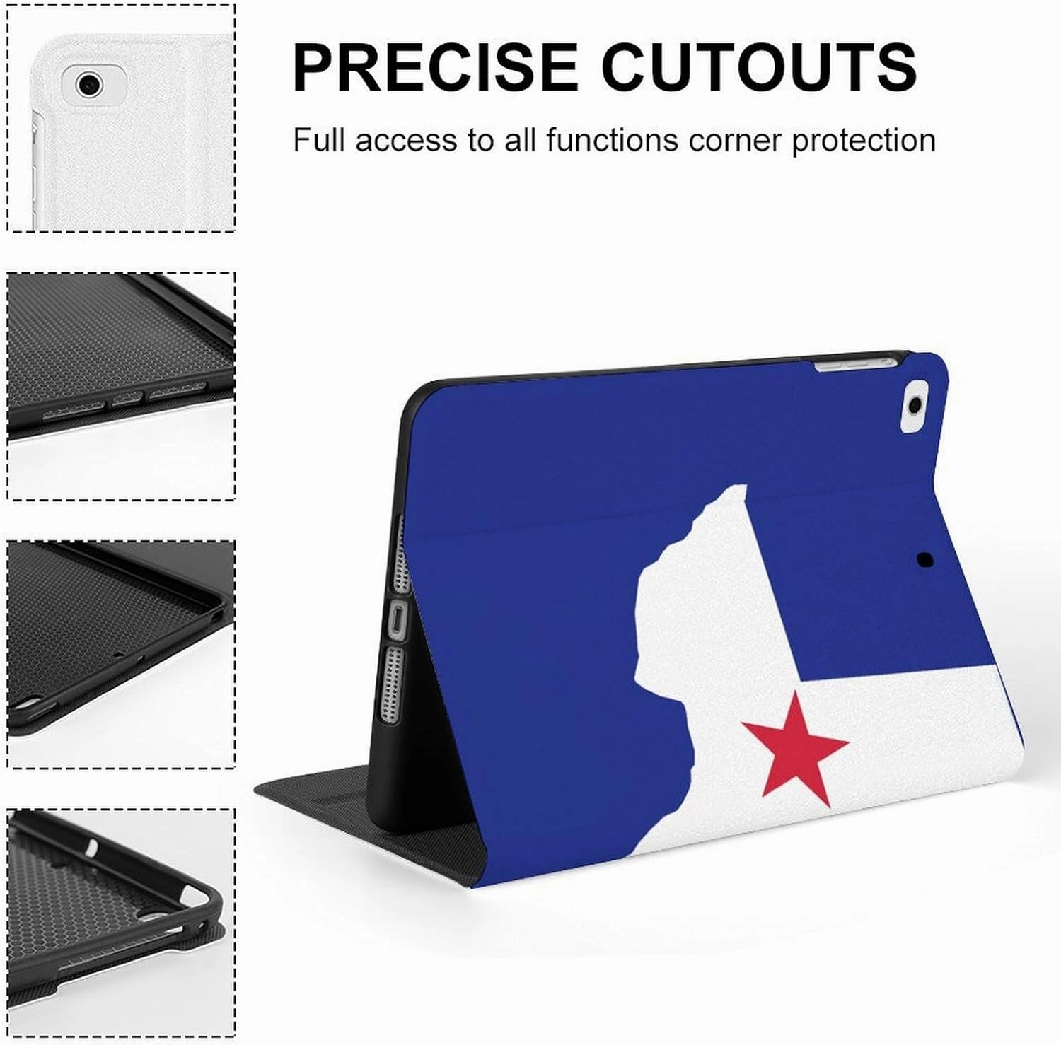 Texas Flag Map Fashion Case Waterproof Protective Cover Adjustable Stand Auto Sleep/Wake Compatible with ipad Mini 1/2/3/4/5 (7.9in)