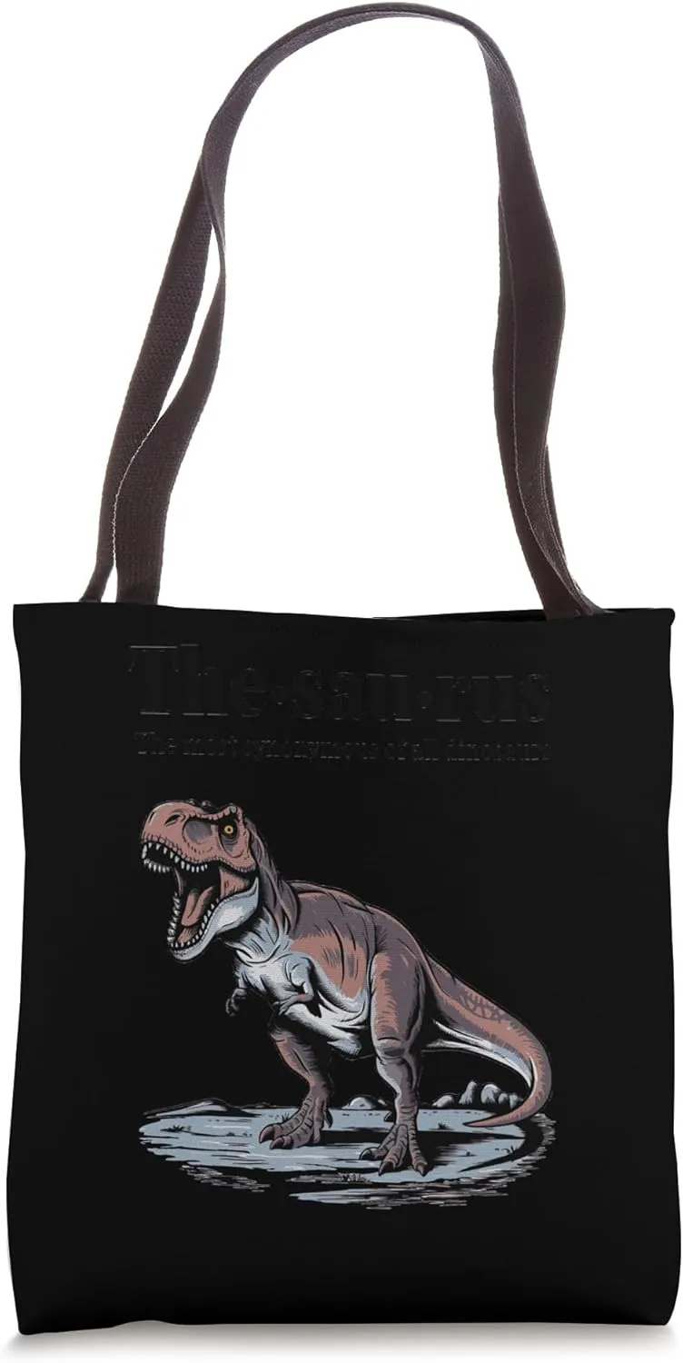 The Saurus Funny Grammar Dinosaur Tote Bag