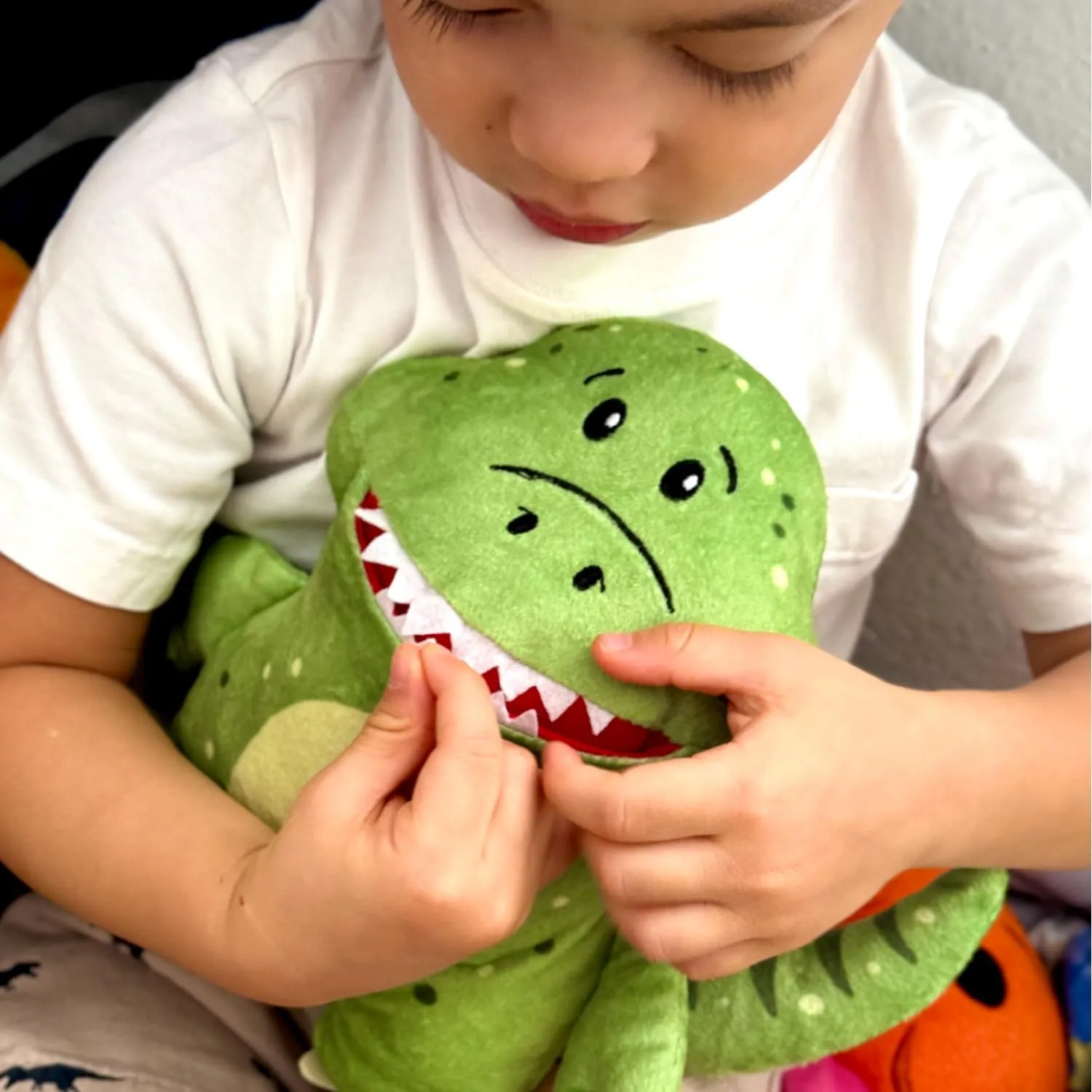 The Tooth Brigade Tooth Fairy Pillow | Stuffed Plush with Large Pocket Mouth for Lost Teeth, Treasures, Prizes - Fun and Interactive Plush, Perfect Kids, Boys, & Girls Gift (Rebel Dinosaur)