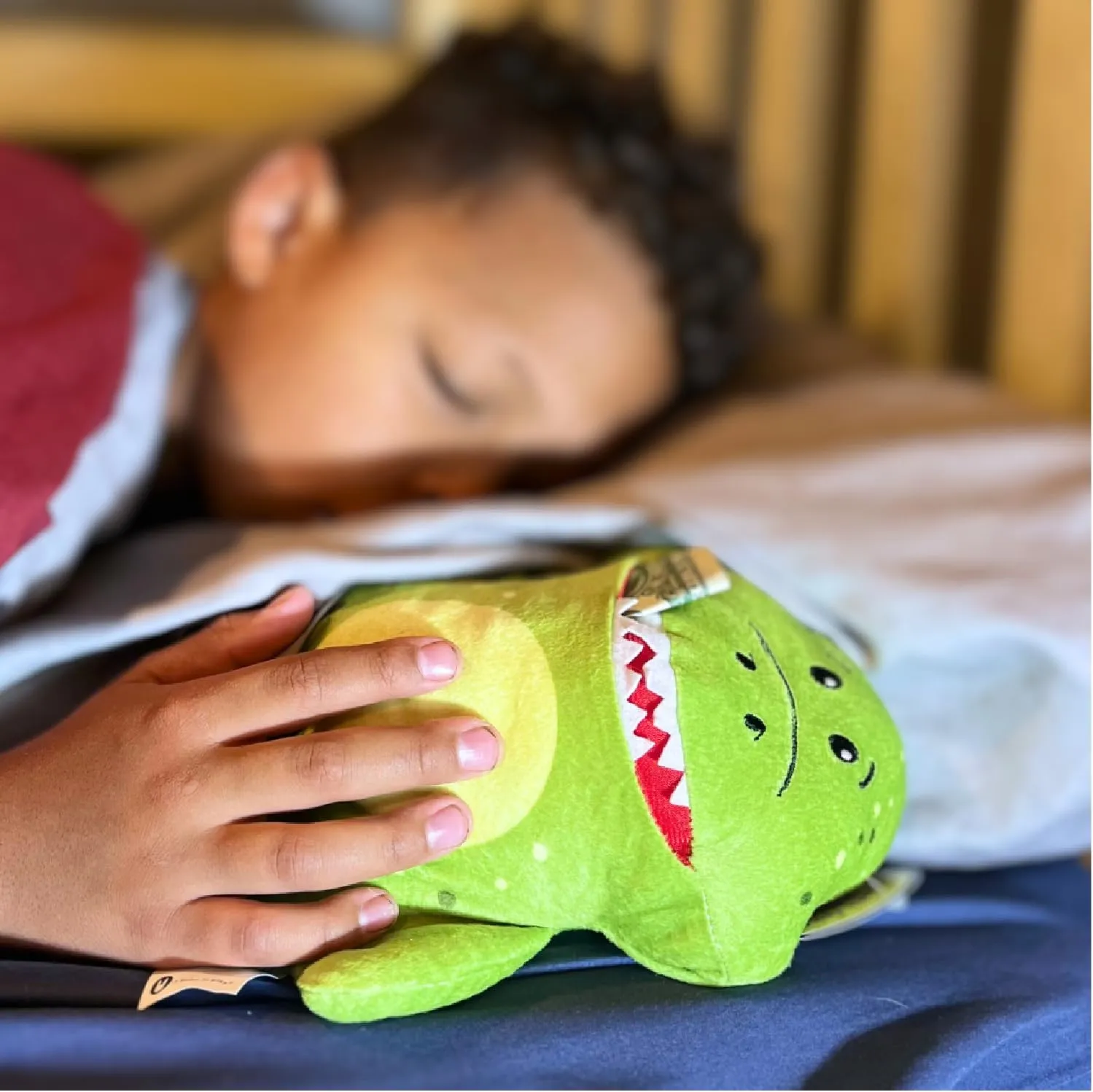 The Tooth Brigade Tooth Fairy Pillow | Stuffed Plush with Large Pocket Mouth for Lost Teeth, Treasures, Prizes - Fun and Interactive Plush, Perfect Kids, Boys, & Girls Gift (Rebel Dinosaur)