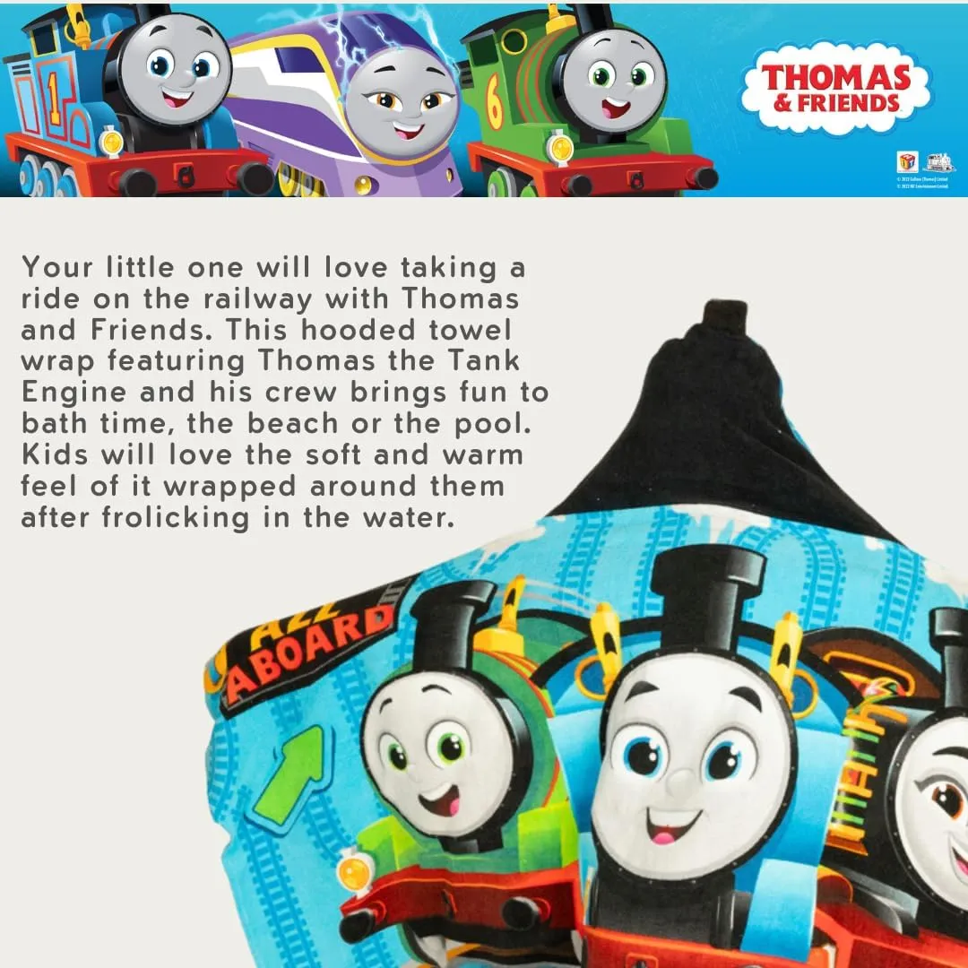 Thomas & Friends Kids Super Soft Bath/Pool/Beach Soft Cotton Terry Hooded Towel Wrap, 24 in x 50 in, (100% Officially Licensed Product) By Franco