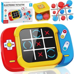 Tic Tac Toe Electronic Game Bolt 5 in 1, Travel Board Toys Games Road Trip Activities for Kids and Adults, Handheld Puzzle Game Fidget Learning Toys Party Birthday Gifts for Boys Girls All Ages 3 