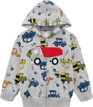 Toddler Zip Up Hoodie Sweatshirt Fall Clothes Boys Jacket With Hood 2-7 Years