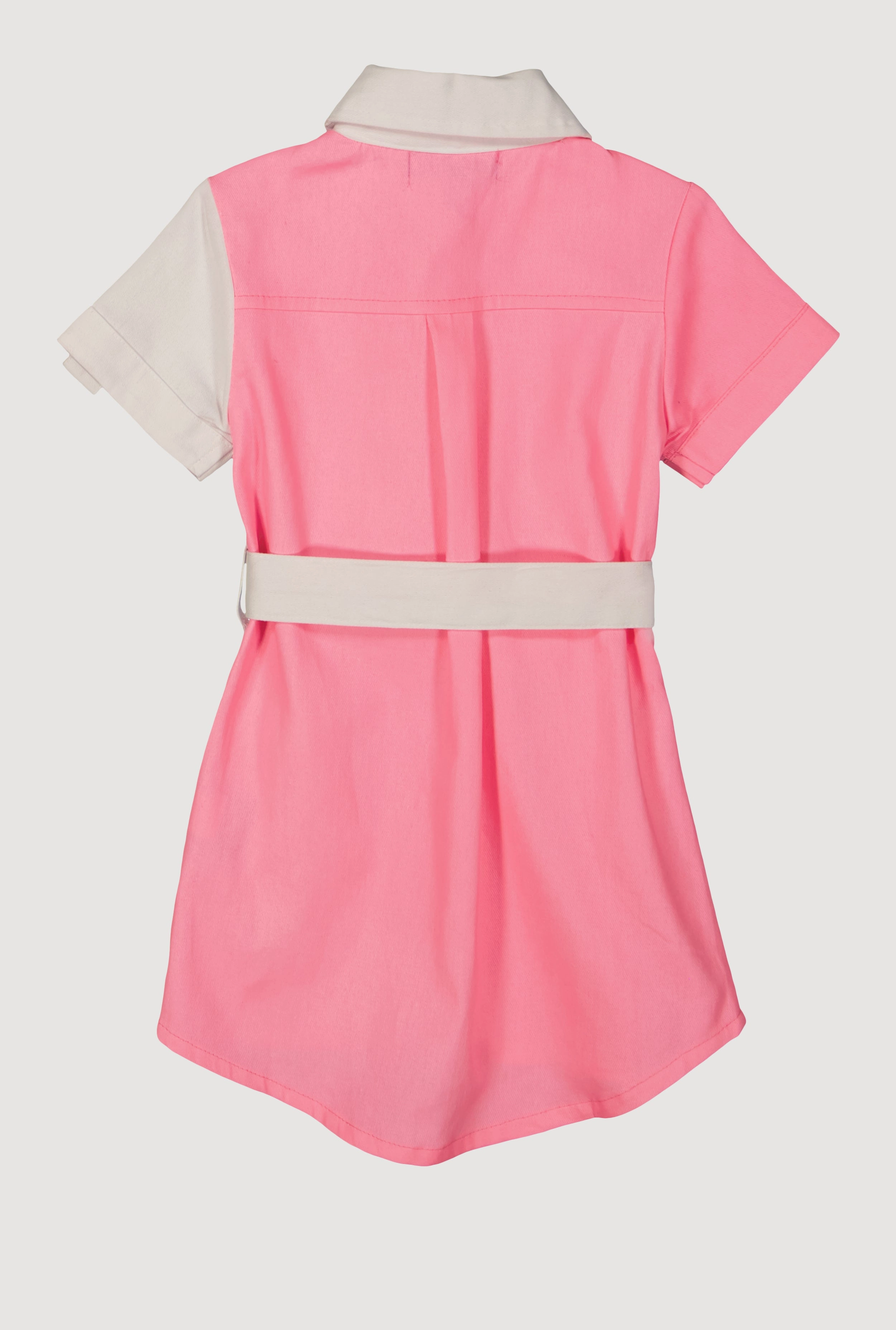 Toddler Girls Color Block Tie Waist Shirt Dress