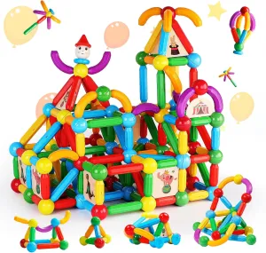 TOKBLOK Magnetic Blocks for 3 Years Old Girls Boys Magnetic Building Sticks Preschool Educational Learning STEM Toys Toddler Montessori Magnet Toys Kids Gift - 76Pcs Starter Set