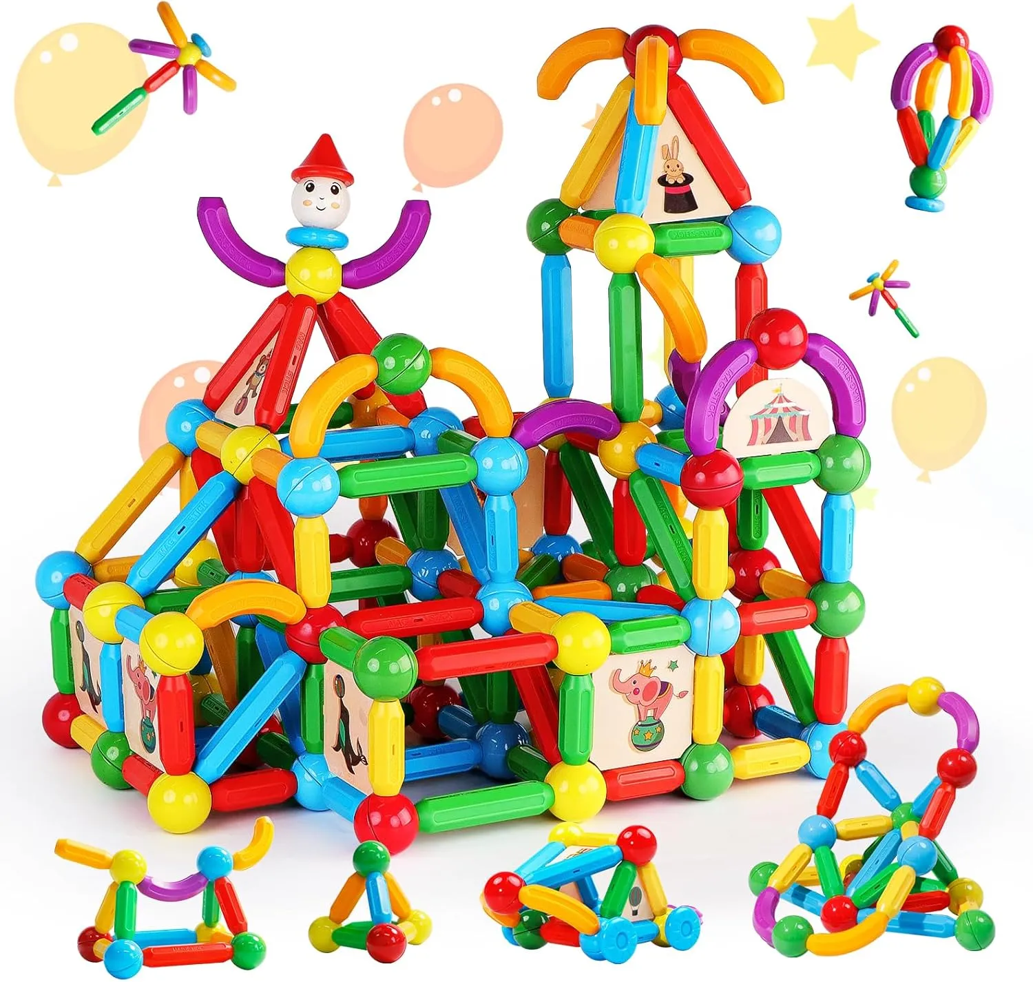 TOKBLOK Magnetic Blocks for 3 Years Old Girls Boys Magnetic Building Sticks Preschool Educational Learning STEM Toys Toddler Montessori Magnet Toys Kids Gift - 76Pcs Starter Set