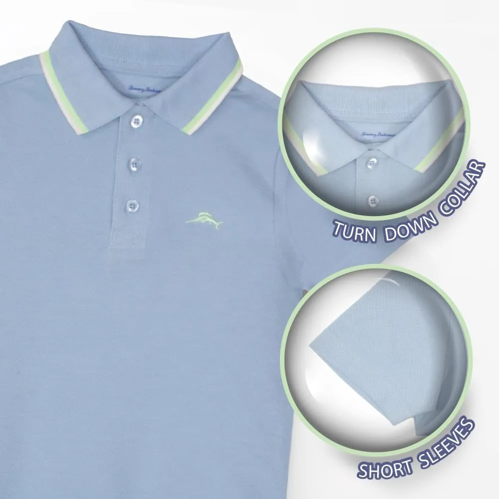 Tommy Bahama Boys Short Sleeve Classic Polo Shirt & Elastic Waist Shorts Set, Casual 2-Piece Summer Outfit for Kids