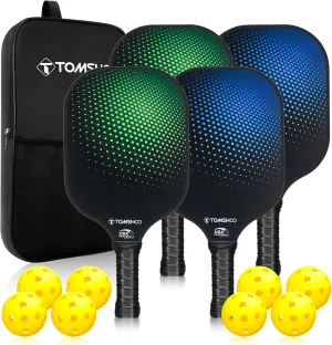 TOMSHOO Pickleball Paddles Set, USAPA Approved Lightweight Fiberglass Pickleball Set with 4 Pickleballs, 1 Pickleball Sling Bag, Pickleball Gifts for Women Men Beginners Professional