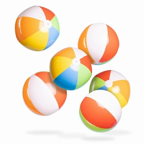 Top Race Pack of 12 Beach Balls - 24 Inch Large Inflatable Balls for Kids and Adults - Bulk Blow Up Toys for Pool Games Beach Party Decorations or Outdoor Water Activities - Rainbow Design
