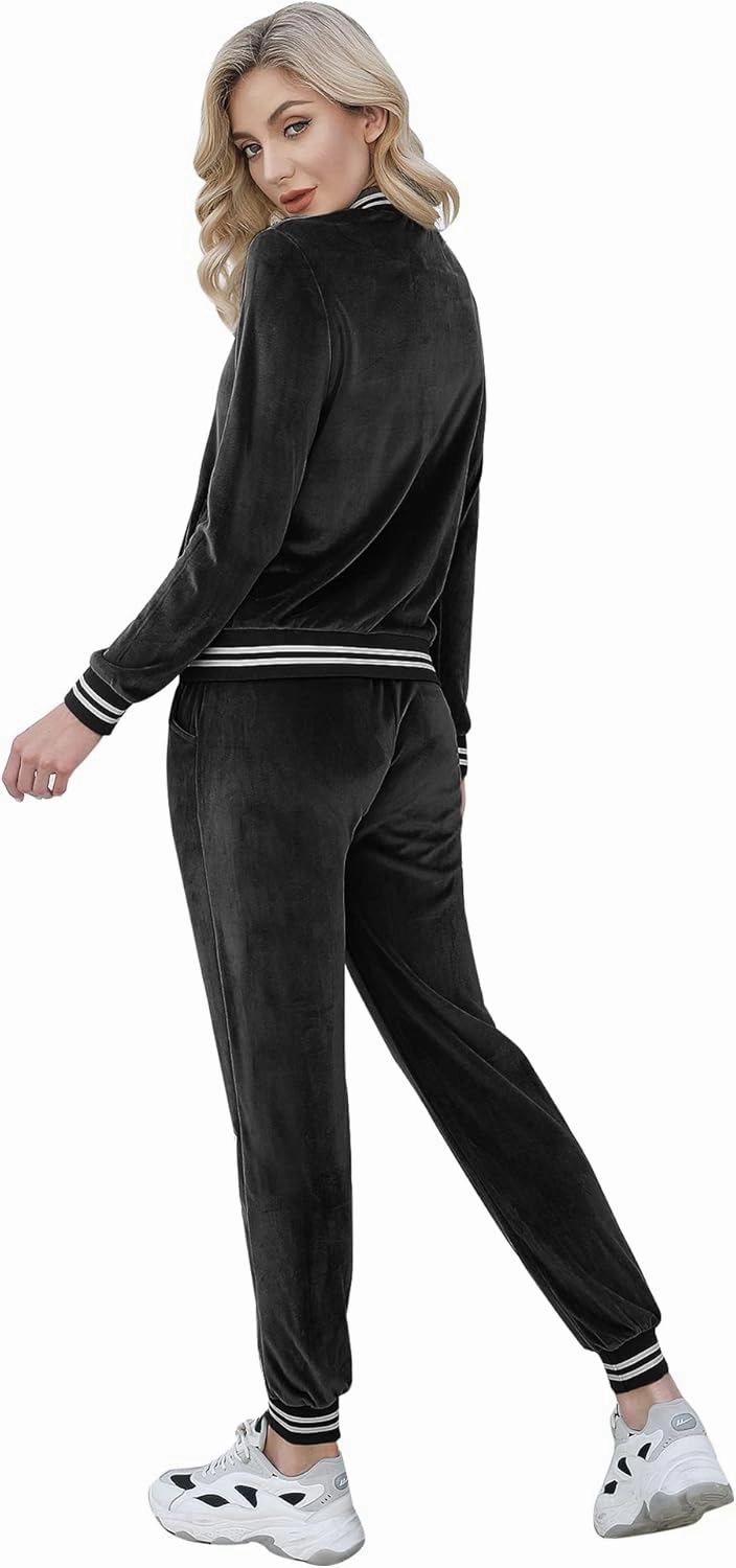 Totatuit Womens 2 Piece Velour Sweatsuit Sets Long Sleeve Zip Up Sweatshirt Sweatpants Tracksuits Sets with Pocket