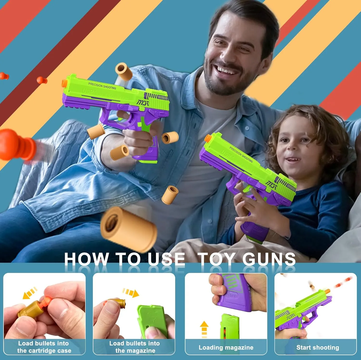 Toy Gun with Automatic Reloading Rebound Shell Ejecting and Soft Foam Blaster, Ideal for Shooting Games, Education Model Toys, Gift for Kids Boys Girls