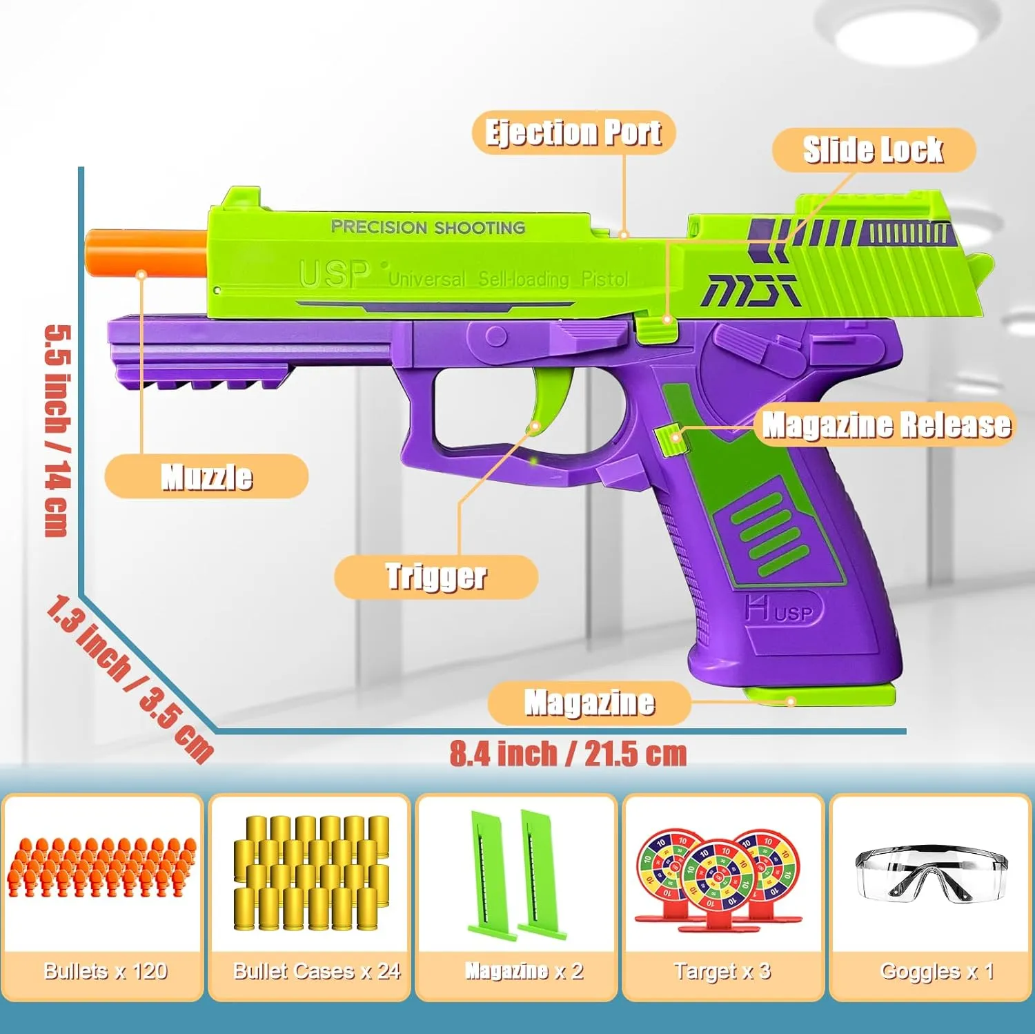 Toy Gun with Automatic Reloading Rebound Shell Ejecting and Soft Foam Blaster, Ideal for Shooting Games, Education Model Toys, Gift for Kids Boys Girls