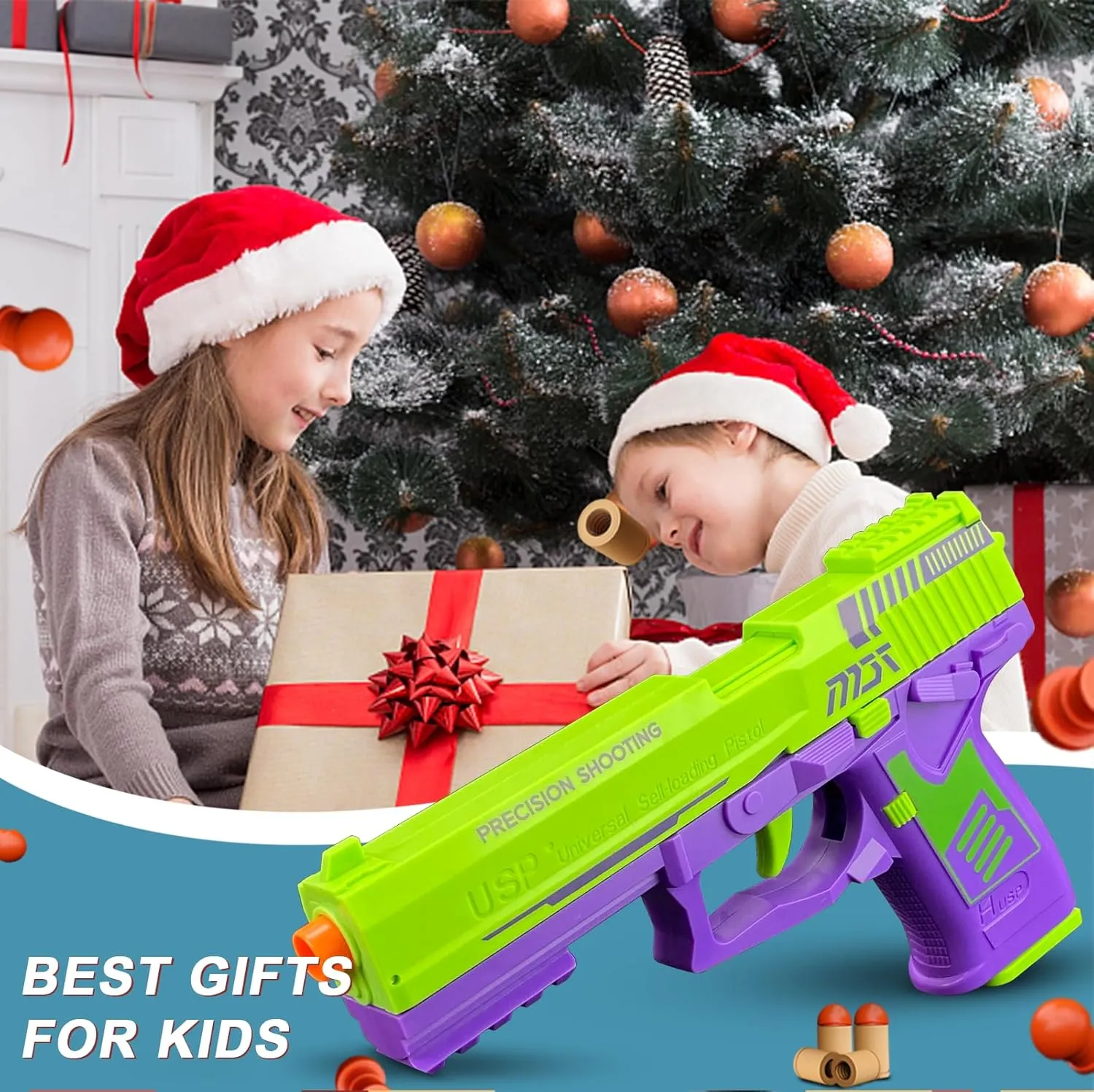 Toy Gun with Automatic Reloading Rebound Shell Ejecting and Soft Foam Blaster, Ideal for Shooting Games, Education Model Toys, Gift for Kids Boys Girls