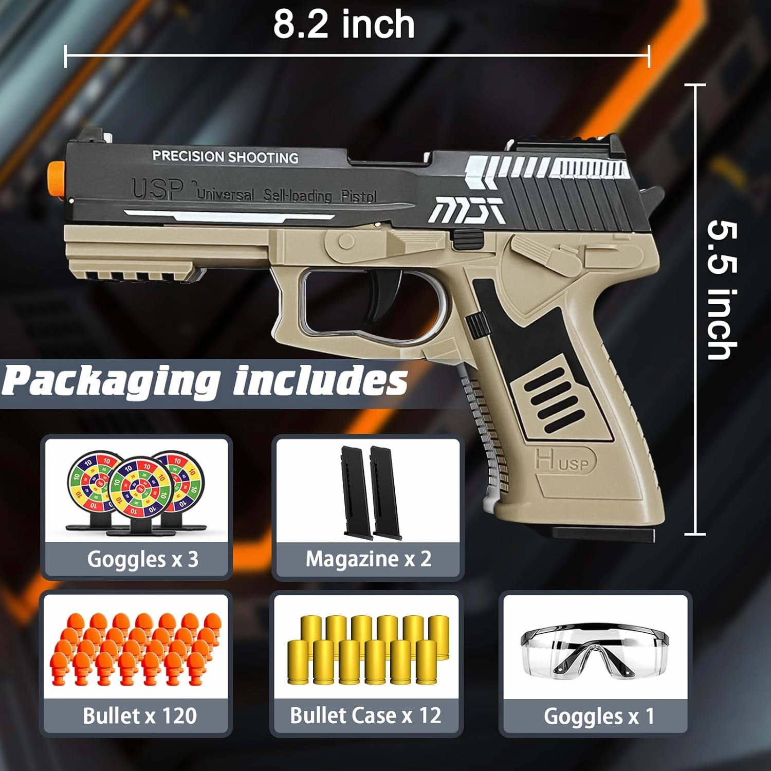 Toy Gun with Automatic Reloading Rebound Shell Ejecting and Soft Foam Blaster, Ideal for Shooting Games, Education Model Toys, Gift for Kids Boys Girls