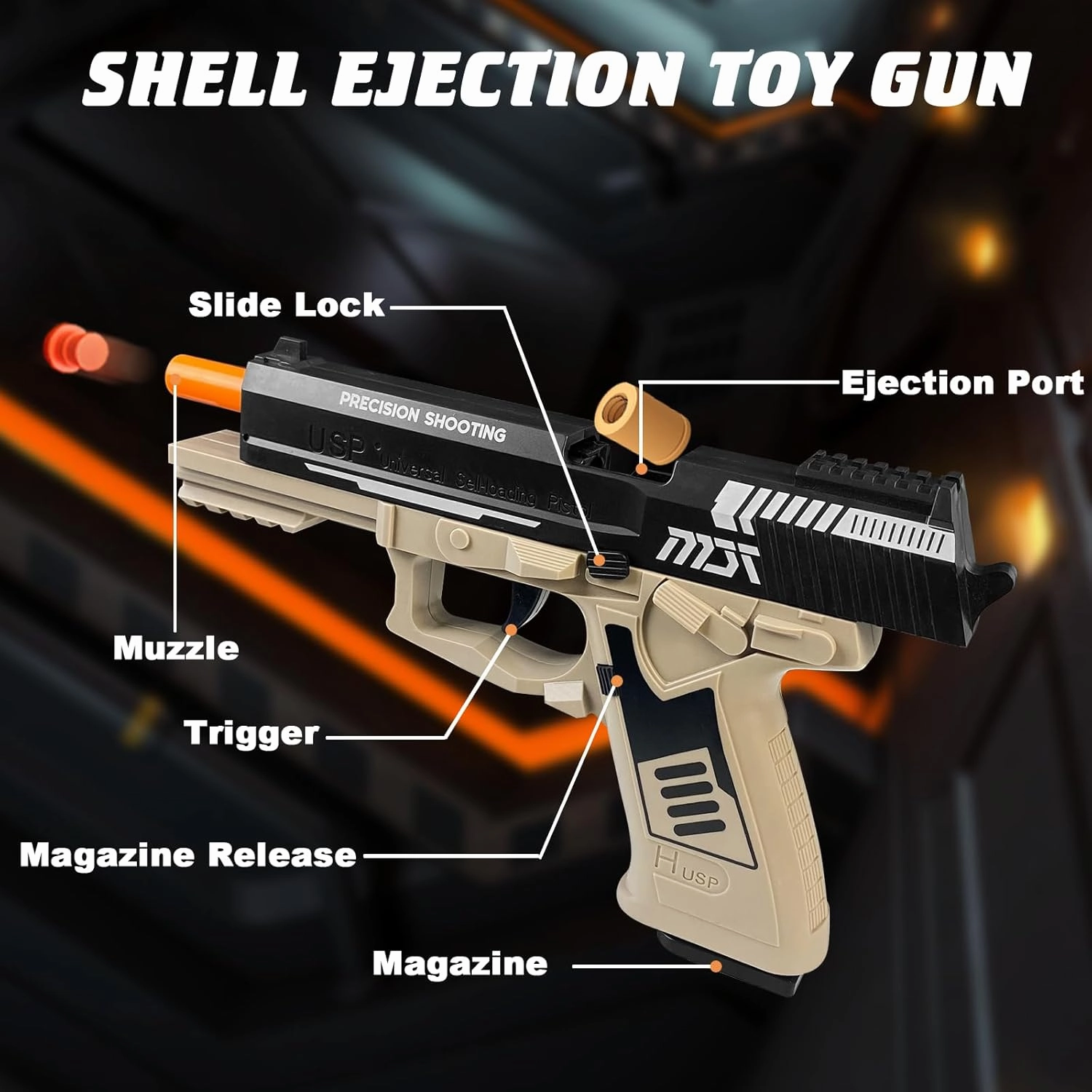Toy Gun with Automatic Reloading Rebound Shell Ejecting and Soft Foam Blaster, Ideal for Shooting Games, Education Model Toys, Gift for Kids Boys Girls