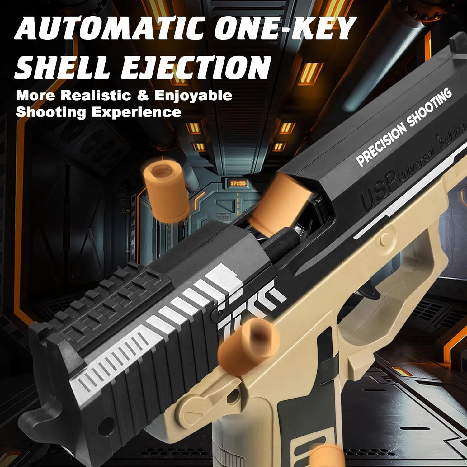 Toy Gun with Automatic Reloading Rebound Shell Ejecting and Soft Foam Blaster, Ideal for Shooting Games, Education Model Toys, Gift for Kids Boys Girls
