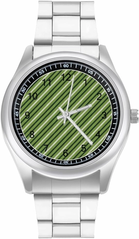 Traditional Irish Striped Happy Casual Wrist Watches for Men Classic Business Dress Watch Big Face for Work Gym