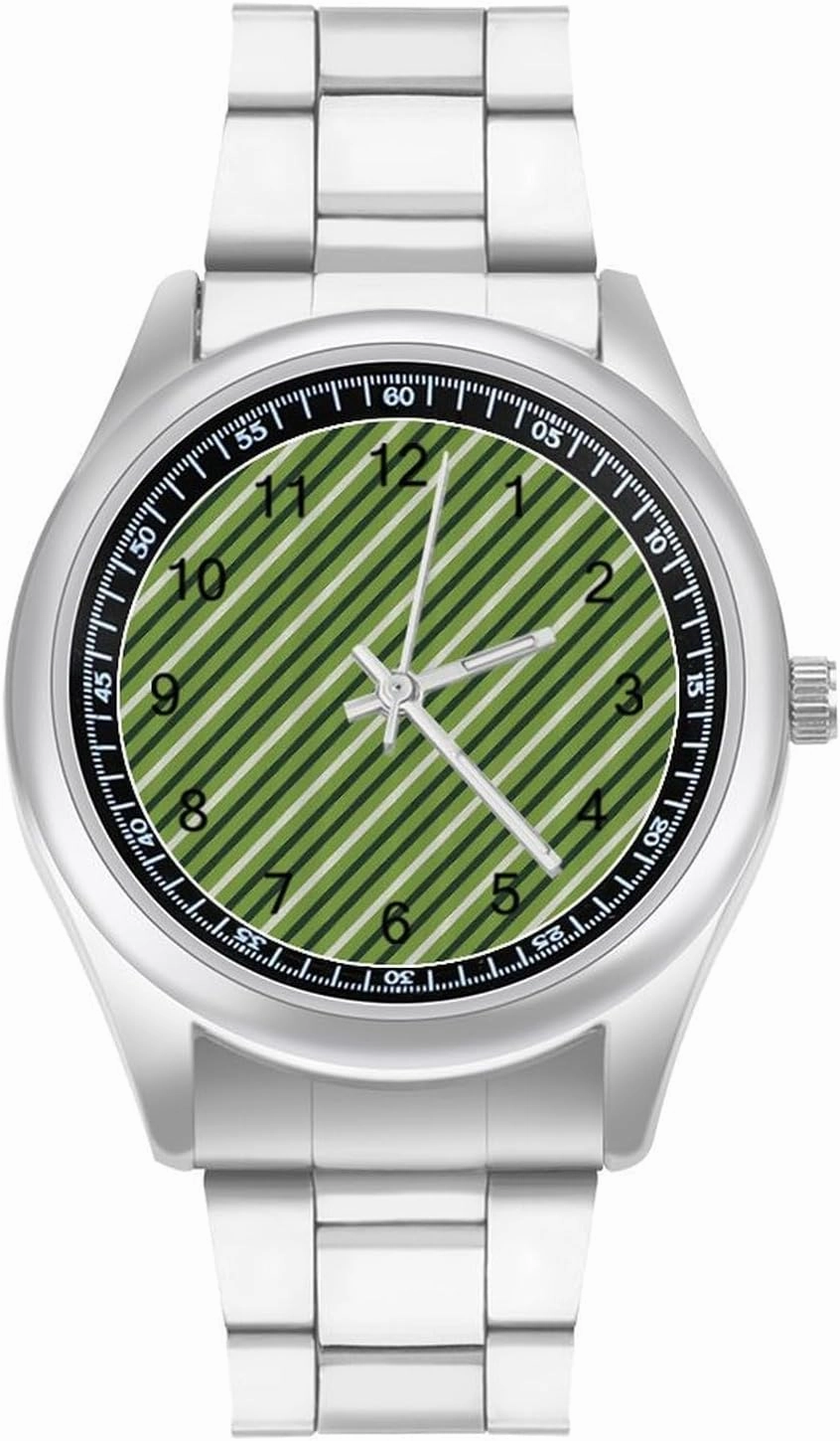 Traditional Irish Striped Happy Casual Wrist Watches for Men Classic Business Dress Watch Big Face for Work Gym
