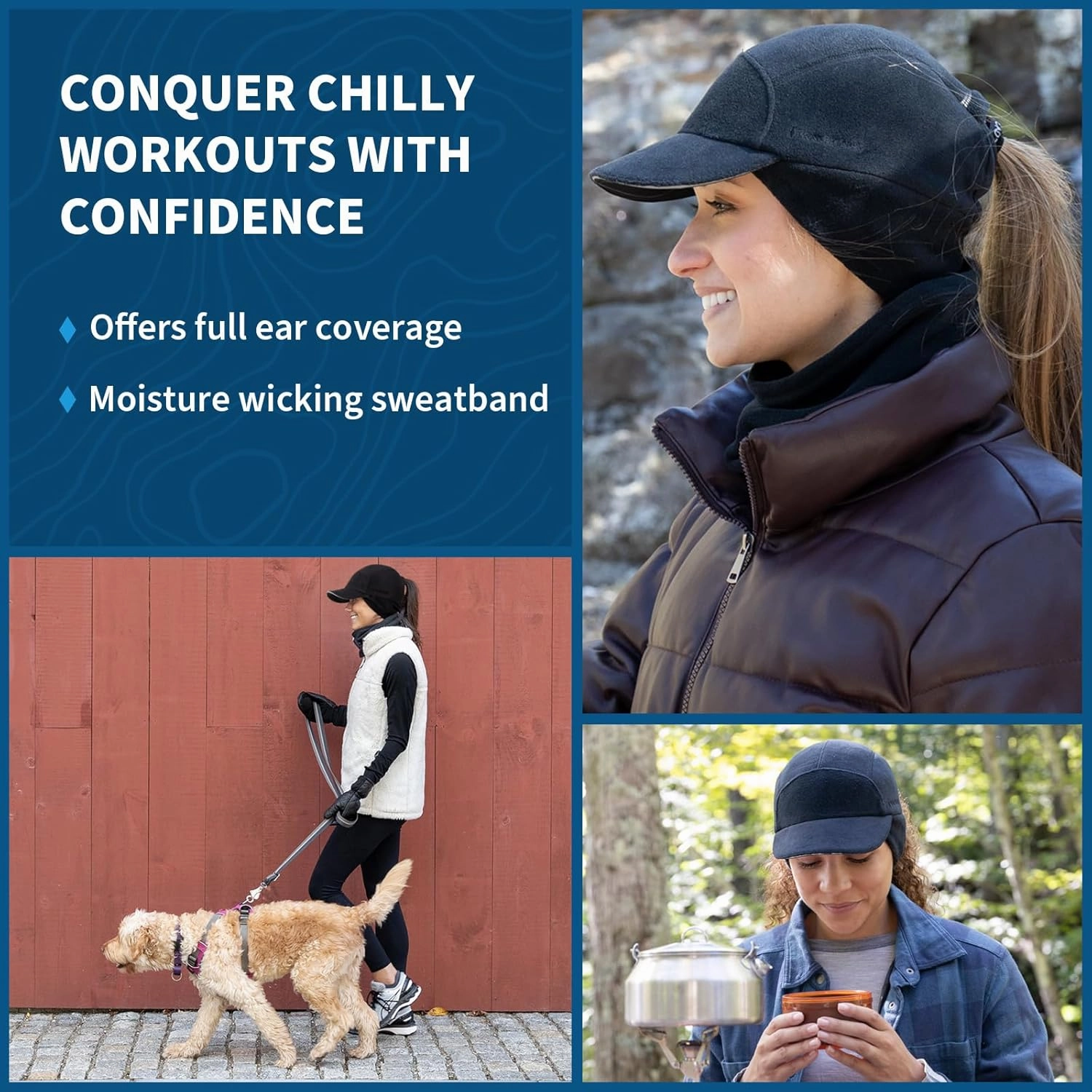 TrailHeads Fleece Ponytail Hat for Women – Trailblazer Reflective Winter Hat with Ponytail Hole for Workouts