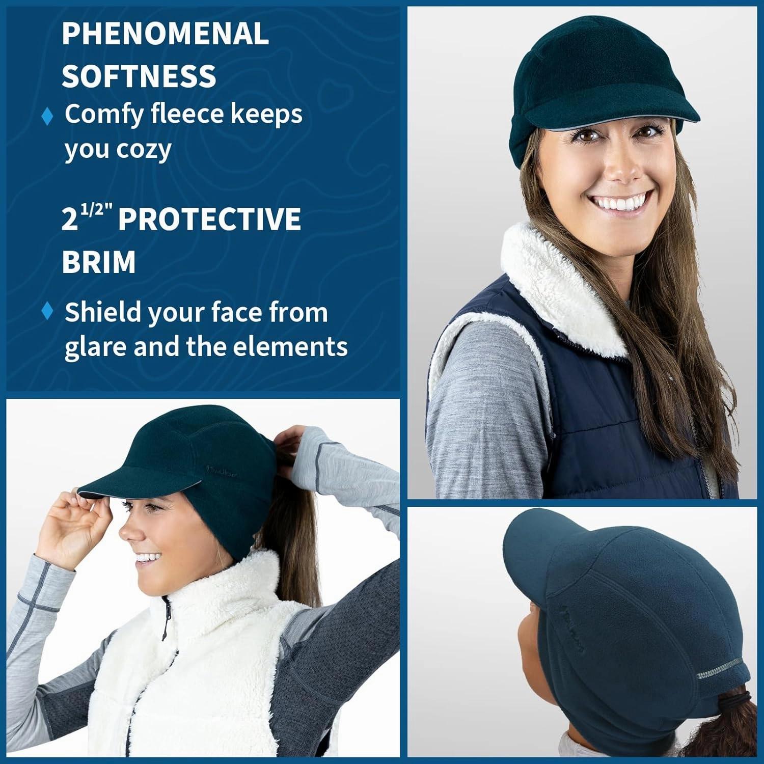 TrailHeads Fleece Ponytail Hat for Women – Trailblazer Reflective Winter Hat with Ponytail Hole for Workouts
