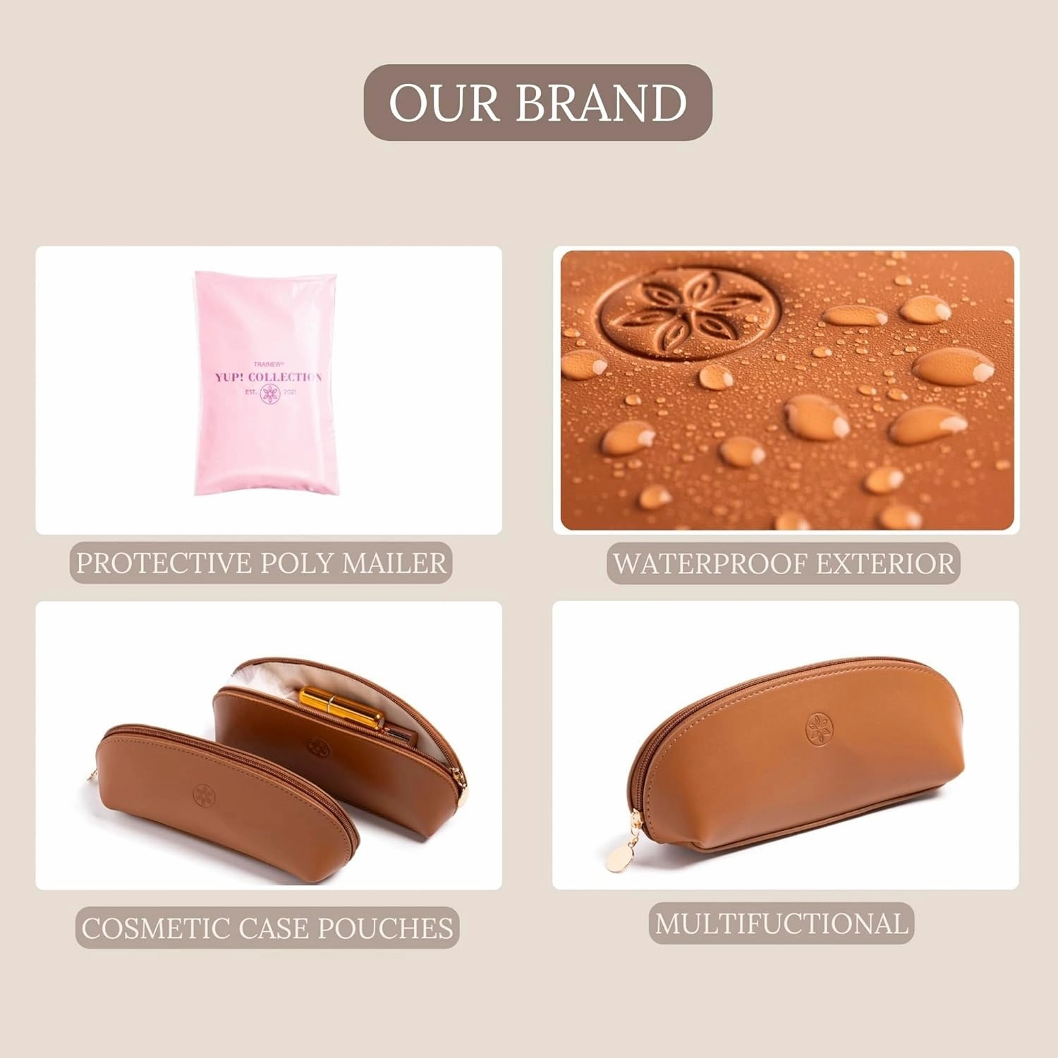 Travel Makeup Bag Organizer, Waterproof Small Makeup Bag for Purse, PU Leather Travel Toiletry Bag for Women, Cosmetic Bag, Makeup Case, Mini Make up Bags, Purse Organizer Pouches (2 Pcs Set)