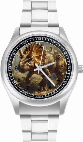 Triceratops in The Forests Casual Wrist Watches for Men Classic Business Dress Watch Big Face for Work Gym