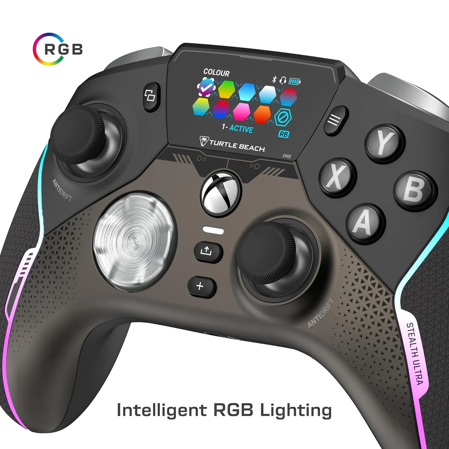 Turtle Beach Stealth Ultra High-Performance Wireless Gaming Controller Licensed for Xbox Series X|S, Xbox One, Windows PC & Android – LED Dashboard, Charge Dock, RGB Lighting, 30-Hr Battery, Bluetooth, Black
