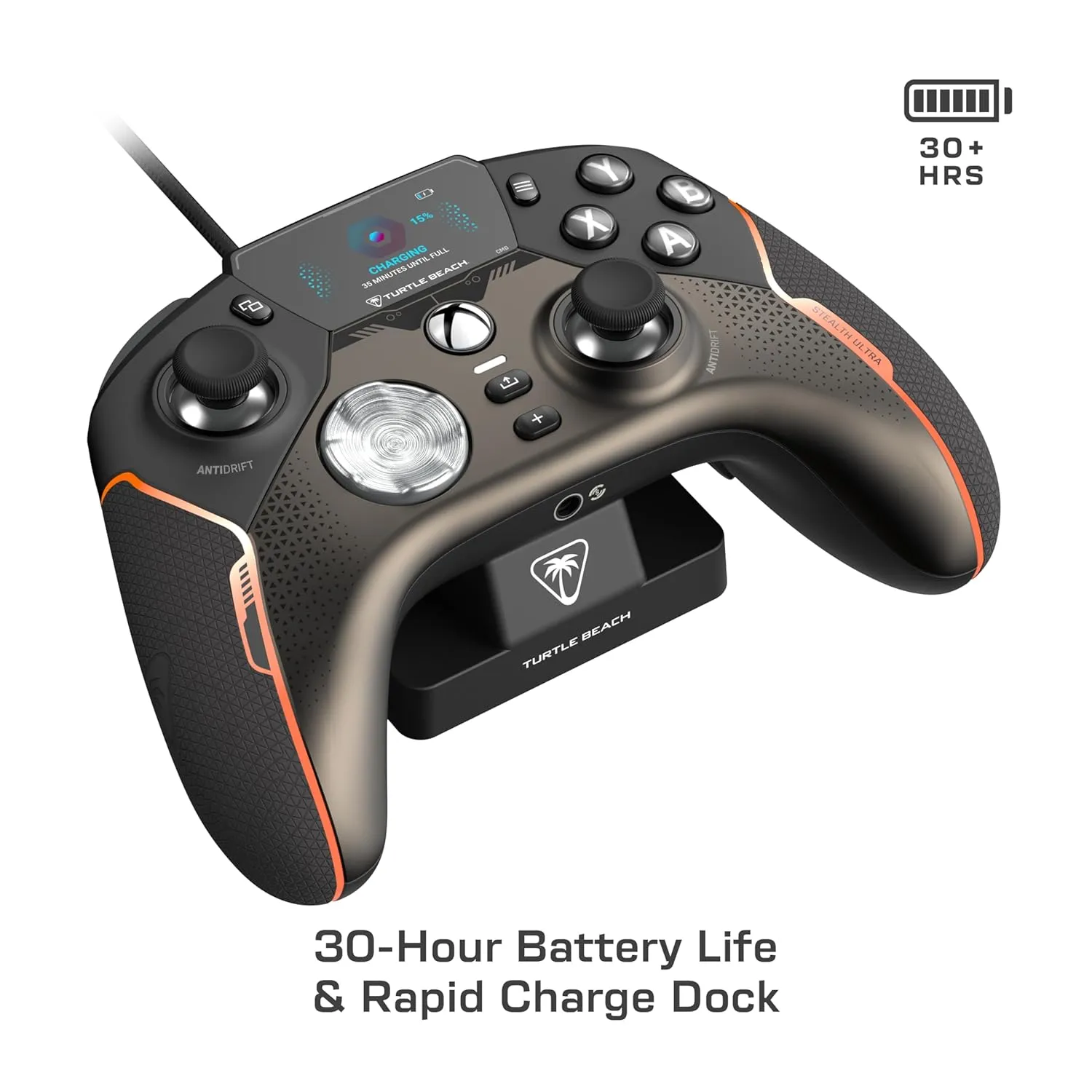 Turtle Beach Stealth Ultra High-Performance Wireless Gaming Controller Licensed for Xbox Series X|S, Xbox One, Windows PC & Android – LED Dashboard, Charge Dock, RGB Lighting, 30-Hr Battery, Bluetooth, Black
