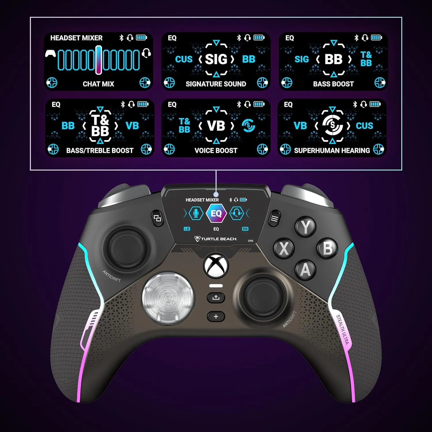Turtle Beach Stealth Ultra High-Performance Wireless Gaming Controller Licensed for Xbox Series X|S, Xbox One, Windows PC & Android – LED Dashboard, Charge Dock, RGB Lighting, 30-Hr Battery, Bluetooth, Black