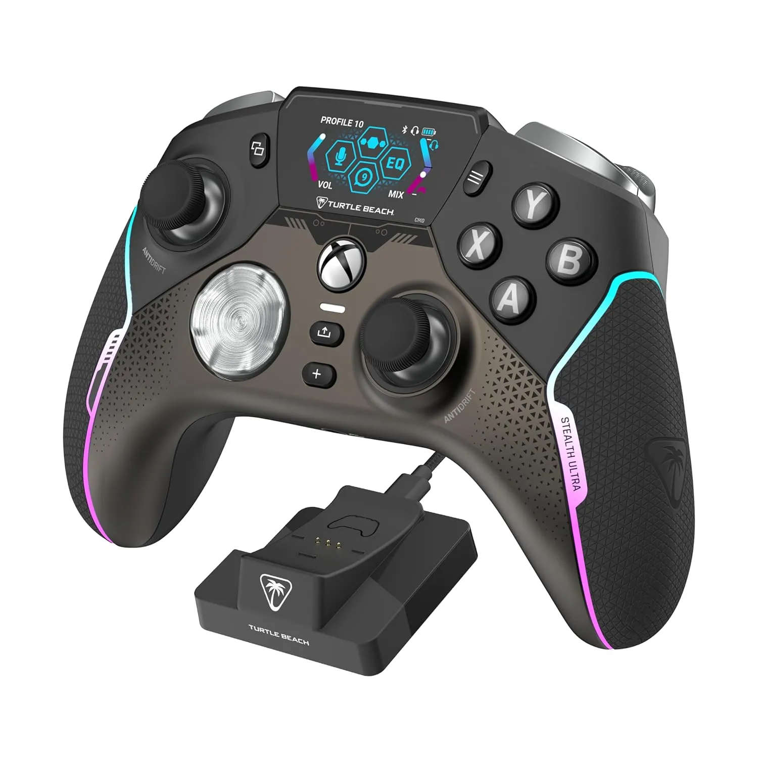 Turtle Beach Stealth Ultra High-Performance Wireless Gaming Controller Licensed for Xbox Series X|S, Xbox One, Windows PC & Android – LED Dashboard, Charge Dock, RGB Lighting, 30-Hr Battery, Bluetooth, Black