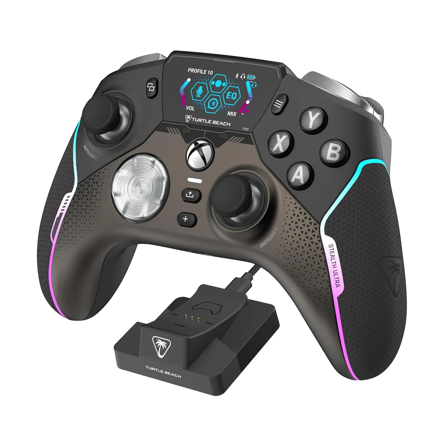 Turtle Beach Stealth Ultra High-Performance Wireless Gaming Controller Licensed for Xbox Series X|S, Xbox One, Windows PC & Android – LED Dashboard, Charge Dock, RGB Lighting, 30-Hr Battery, Bluetooth, Black