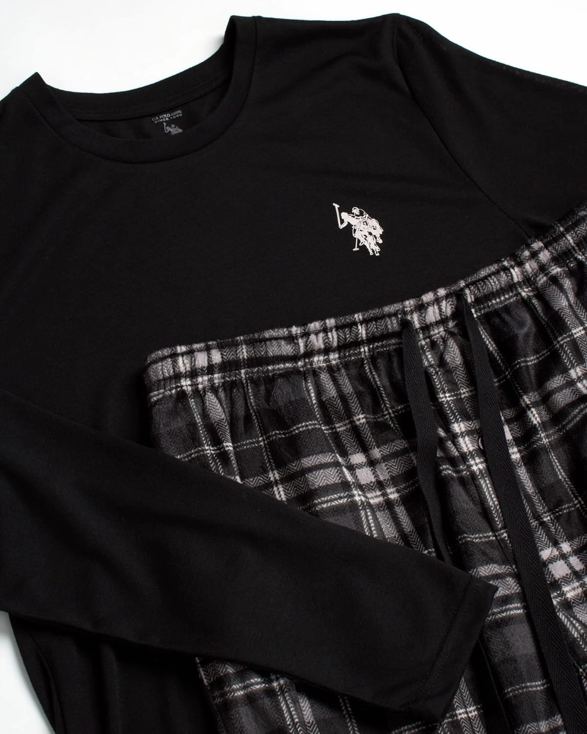U.S. Polo Assn. Men's Pajama Set - 2 Piece Long Sleeve T-Shirt and Fleece Lounge Pants, Gift Box