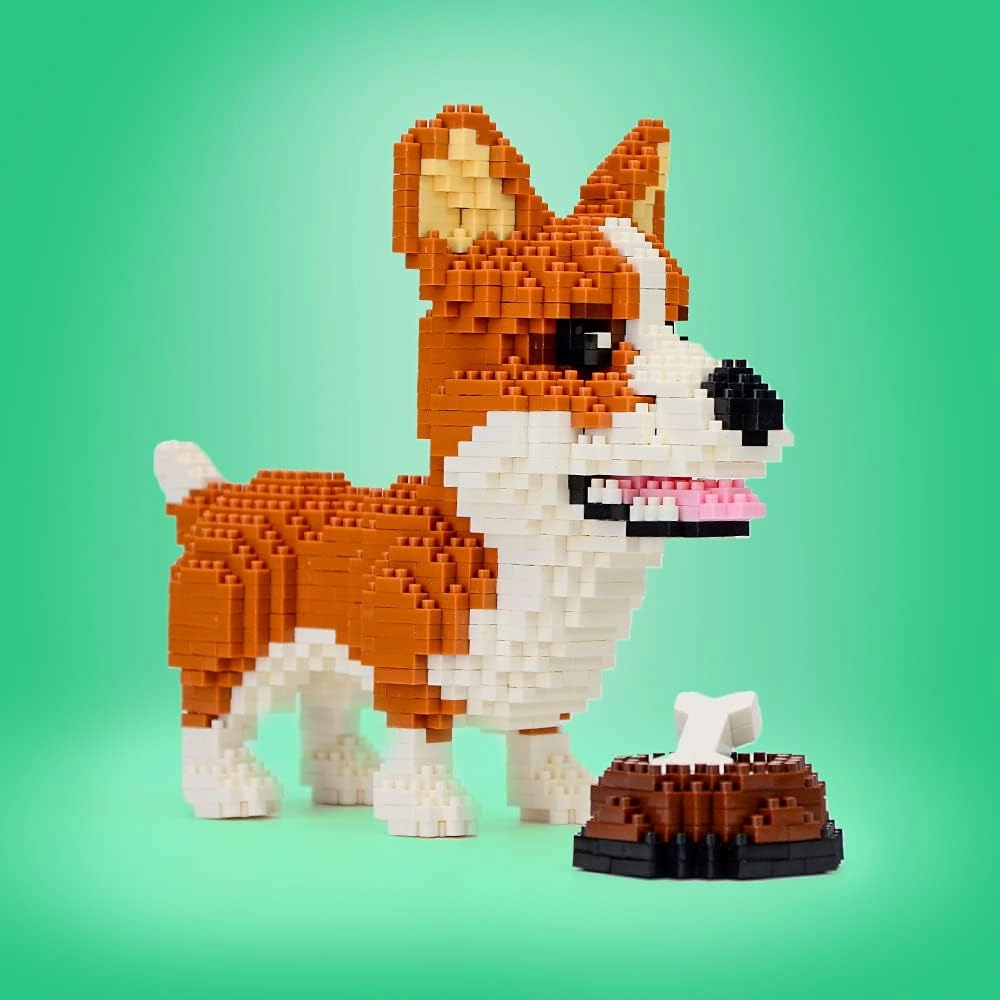 Ulanlan Adult Building Sets, Bricks Corgi, Micro Bricks Dog Animal Building Toy Bricks Dog for Dog Lover, Women, Girl 14 , Teens or Adult, 1380 Pieces