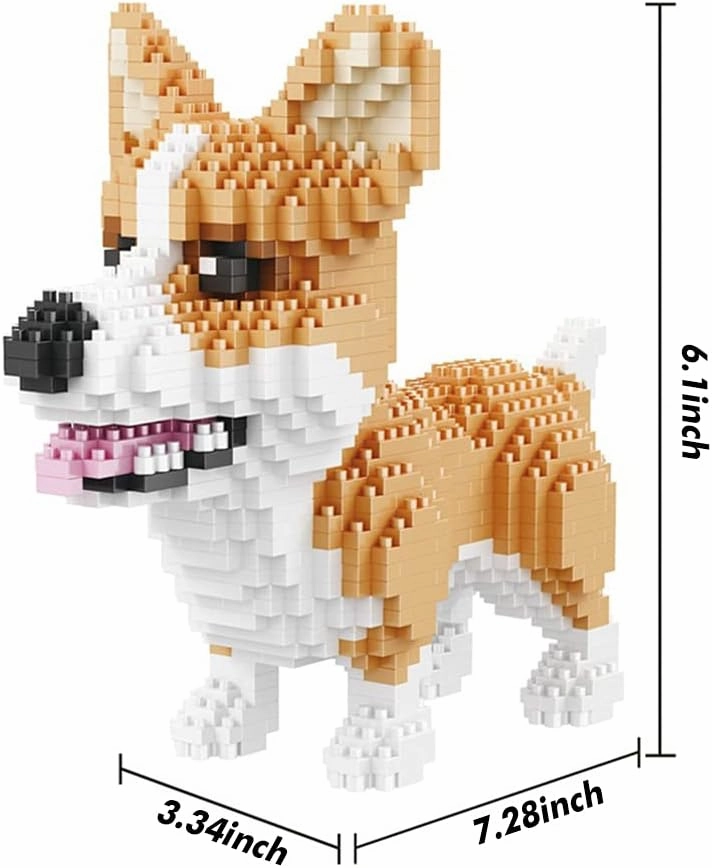 Ulanlan Adult Building Sets, Bricks Corgi, Micro Bricks Dog Animal Building Toy Bricks Dog for Dog Lover, Women, Girl 14 , Teens or Adult, 1380 Pieces