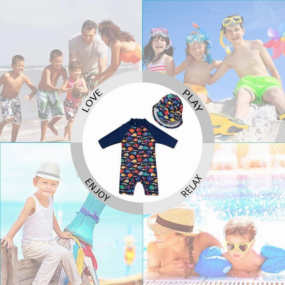 upandfast Baby/Toddler Swimsuit UPF 50  Sun Protection One Piece Zipper Bathing Suit with Sun Hat Infant Beach Swimwear