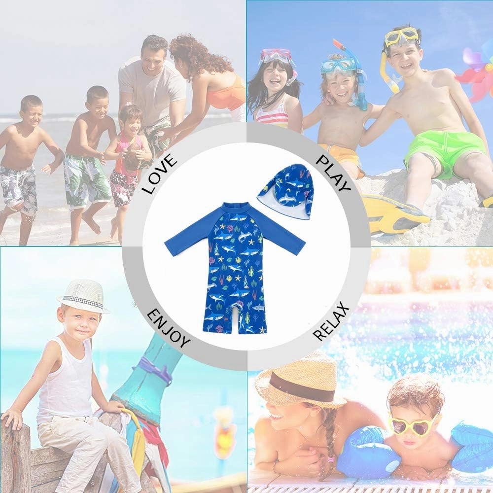 upandfast Baby/Toddler Swimsuit UPF 50  Sun Protection One Piece Zipper Bathing Suit with Sun Hat Infant Beach Swimwear