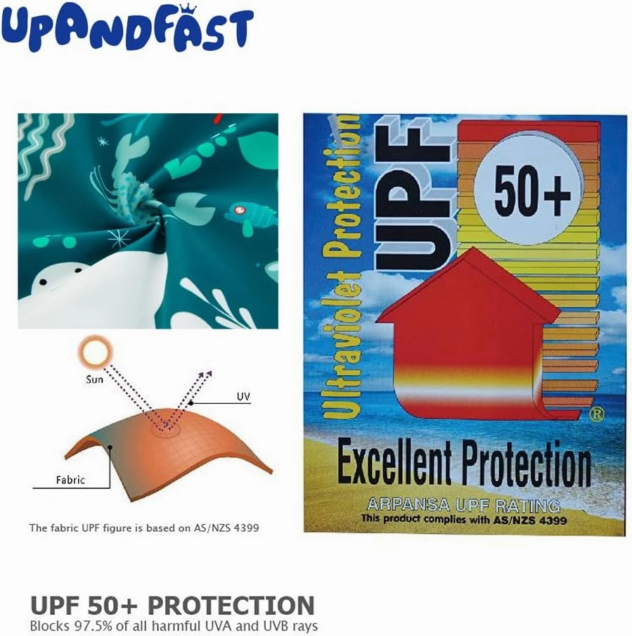 upandfast Baby/Toddler Swimsuit UPF 50  Sun Protection One Piece Zipper Bathing Suit with Sun Hat Infant Beach Swimwear