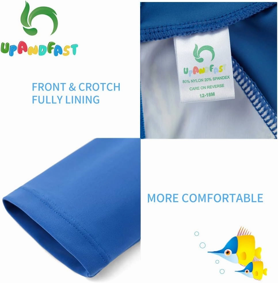 upandfast Baby/Toddler Swimsuit UPF 50  Sun Protection One Piece Zipper Bathing Suit with Sun Hat Infant Beach Swimwear