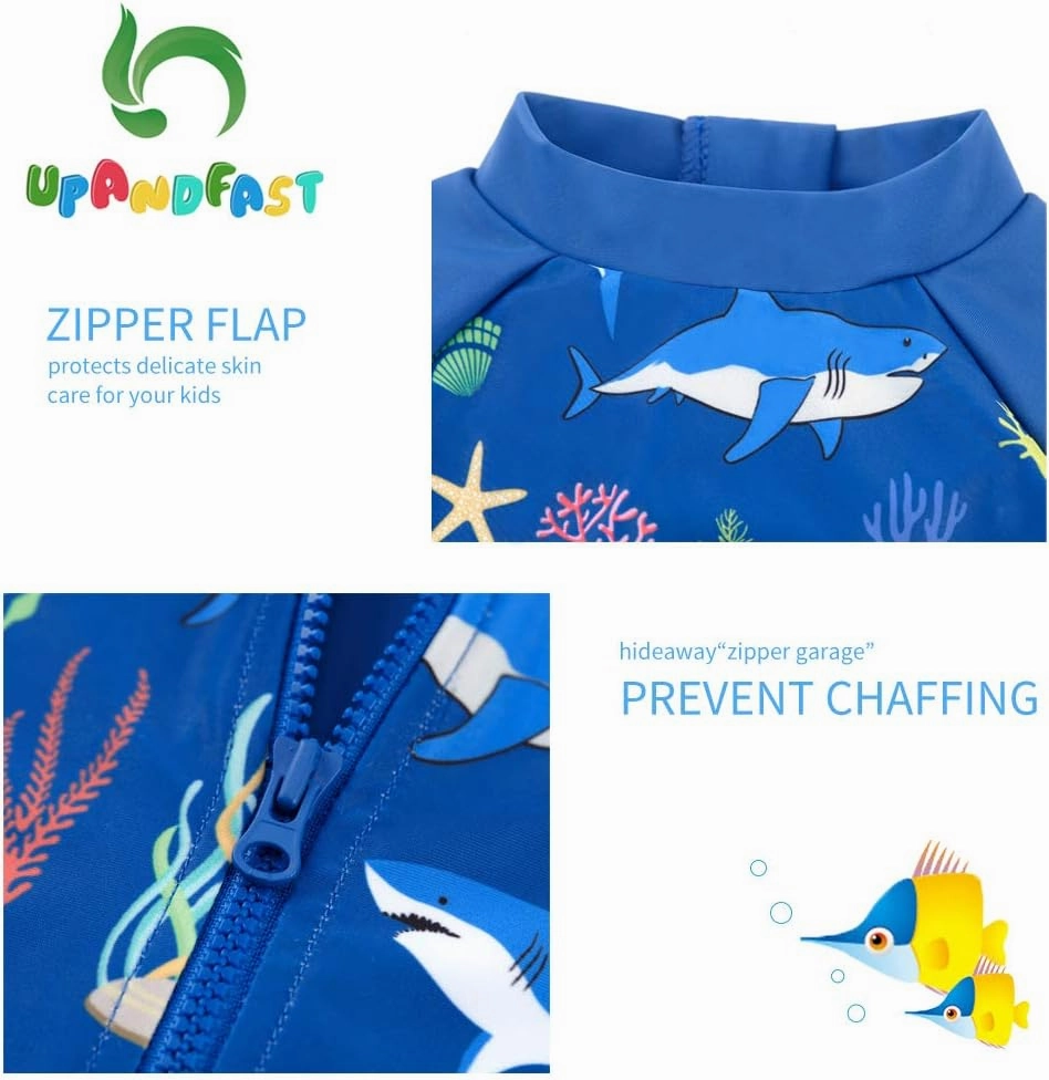 upandfast Baby/Toddler Swimsuit UPF 50  Sun Protection One Piece Zipper Bathing Suit with Sun Hat Infant Beach Swimwear