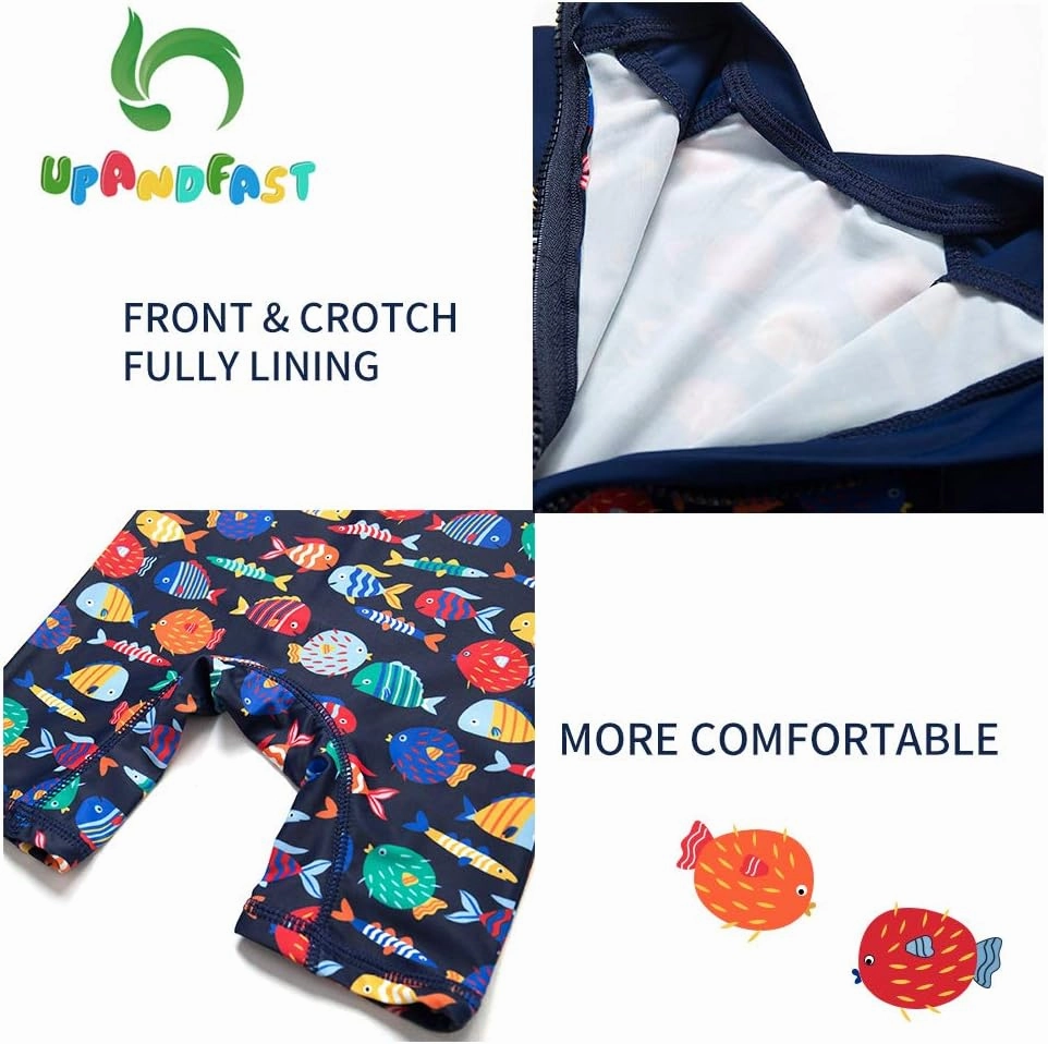 upandfast Baby/Toddler Swimsuit UPF 50  Sun Protection One Piece Zipper Bathing Suit with Sun Hat Infant Beach Swimwear