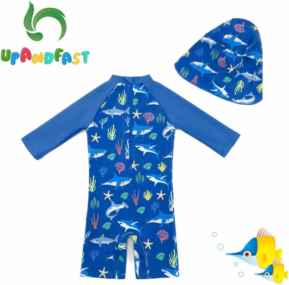 upandfast Baby/Toddler Swimsuit UPF 50  Sun Protection One Piece Zipper Bathing Suit with Sun Hat Infant Beach Swimwear