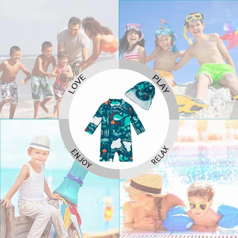 upandfast Baby/Toddler Swimsuit UPF 50  Sun Protection One Piece Zipper Bathing Suit with Sun Hat Infant Beach Swimwear
