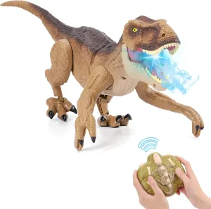 VERTOY Remote Control Dinosaur Toys for Boys 3-5 4-7 8-12 Year Old - Realistic Big T-Rex Gift Ideas for Kids, RC Walking Dino with Roaring, Spray, Light, Touch Sensing