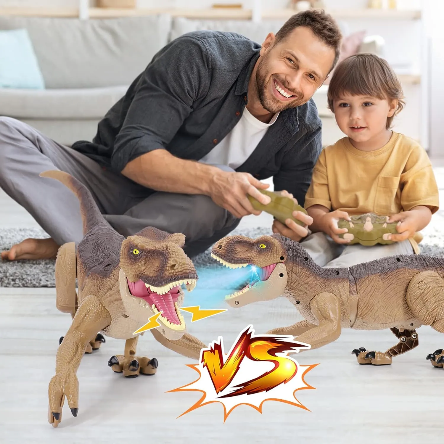 VERTOY Remote Control Dinosaur Toys for Boys 3-5 4-7 8-12 Year Old - Realistic Big T-Rex Gift Ideas for Kids, RC Walking Dino with Roaring, Spray, Light, Touch Sensing