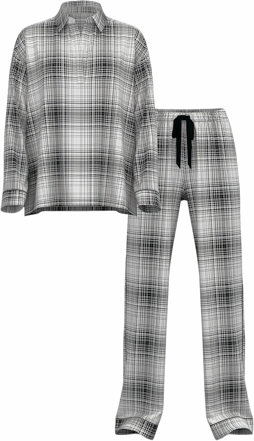 Victoria's Secret Flannel Popover Long Pajama Set Color Gradient Plaid New