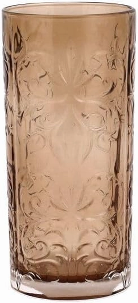Vietri Barocco Tortoise Highball Glass 6" H, 12 oz Cocktail Glass, Modern Bar Glassware/Drinkware